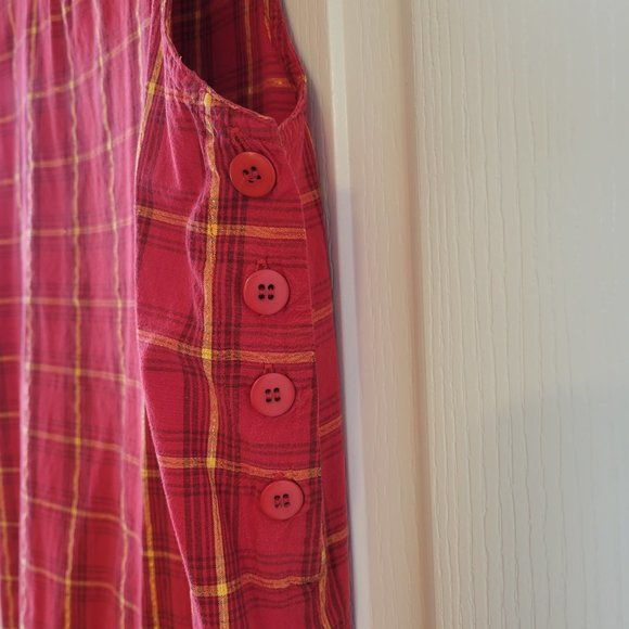 Lemon Grass Cotton Tank/Shift Dress Plaid Gold Detail SM - Picture 3 of 9